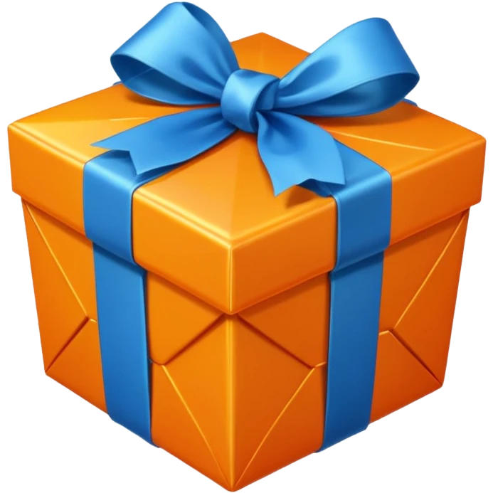 orange diamond gift box with blue ribbon emoji