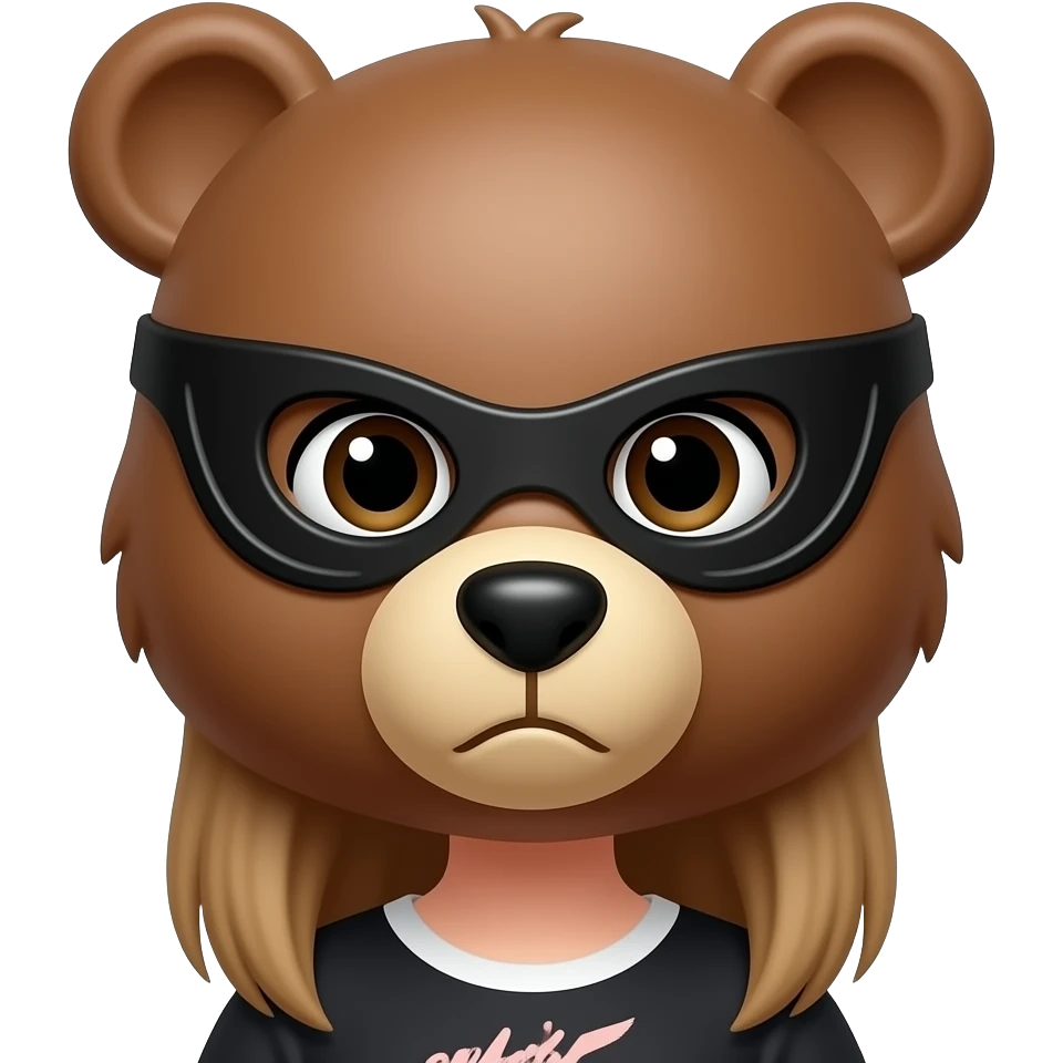 Girl gangster bear mask emoji