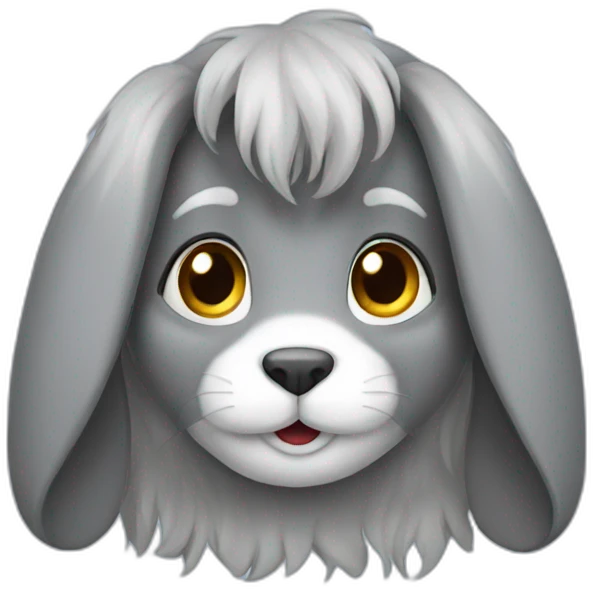 grey long hair bunny emoji