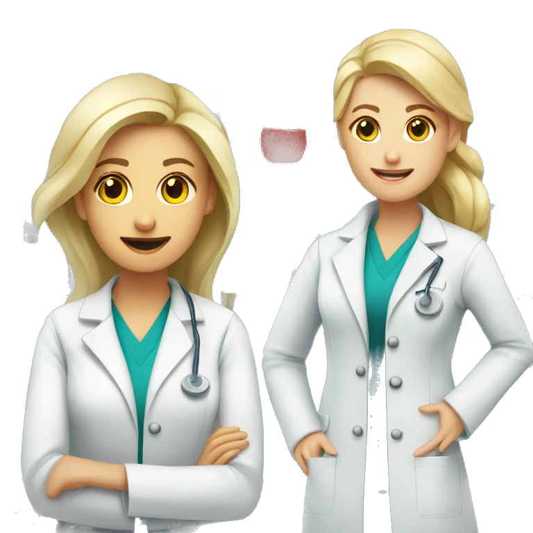 Chemist in lab next to blonde female doctor emoji