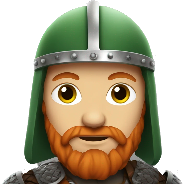 Viking red hair and green eyes with helmet emoji