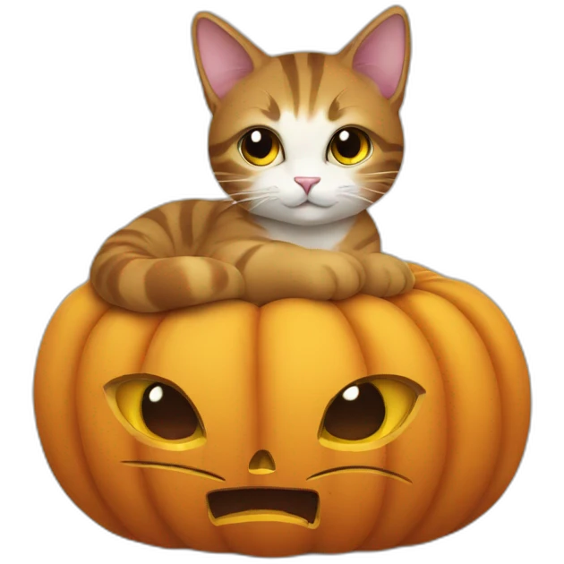 Cat on pumpkin  emoji