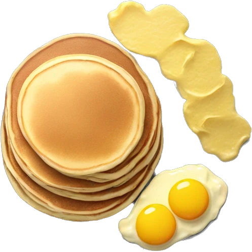 Pancakes and scrambled eggs on a grey plate emoji