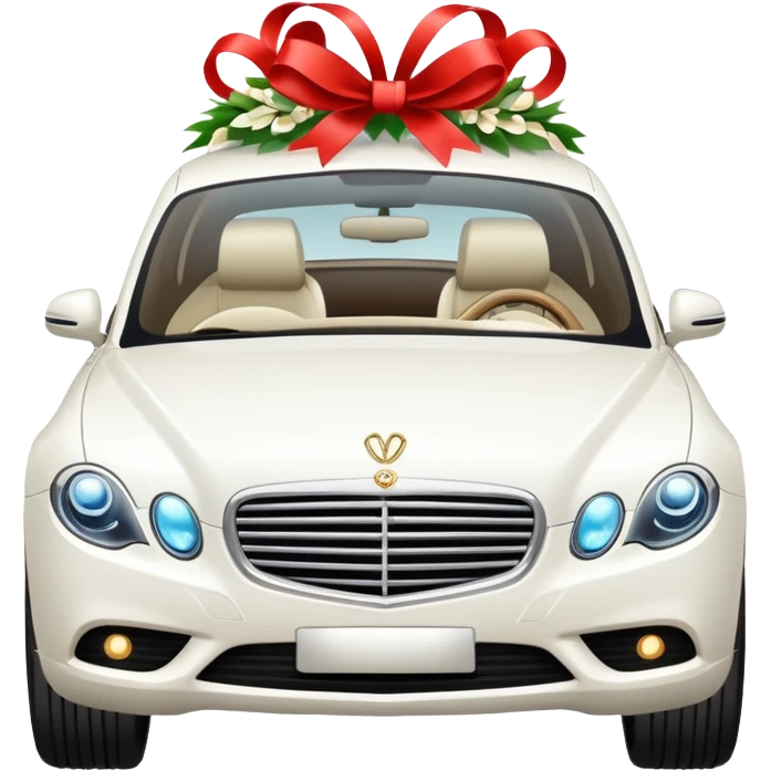 luxury car with wedding decorations, horizontal emoji