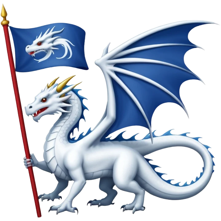 Create a flag with a red background and a white dragon like the red dragon of the welsh flag emoji