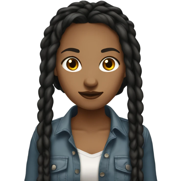 Tan girl with black locs dark white tied shirt  emoji