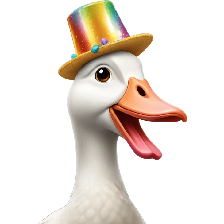Goose wearing birthday hat emoji