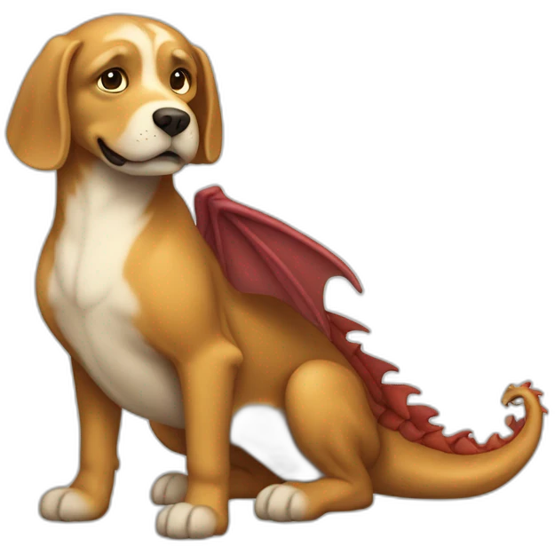 Chien qui monte sur un dragon emoji