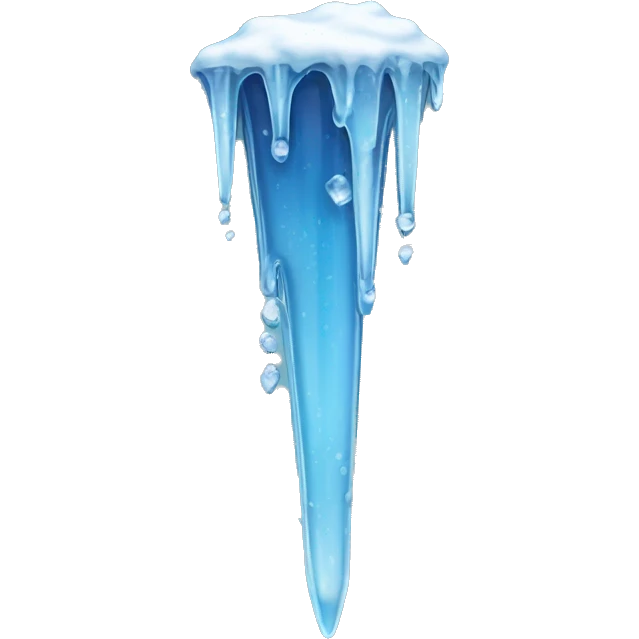A realistic icicle, translucent and dripping with frost. emoji