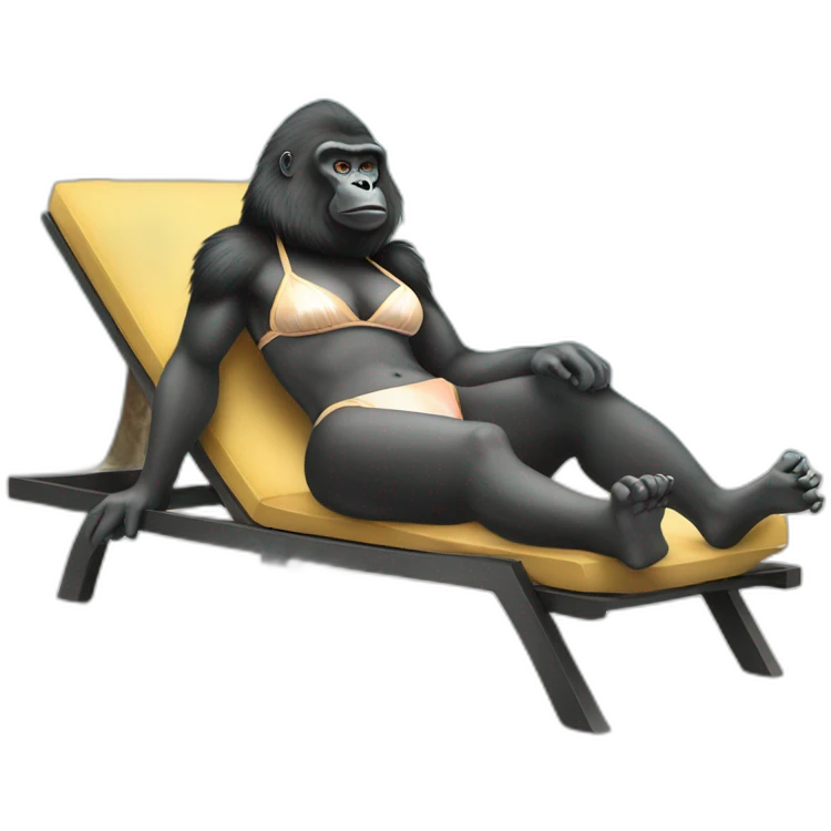 Female gorilla in bikini on Chaise lounge emoji