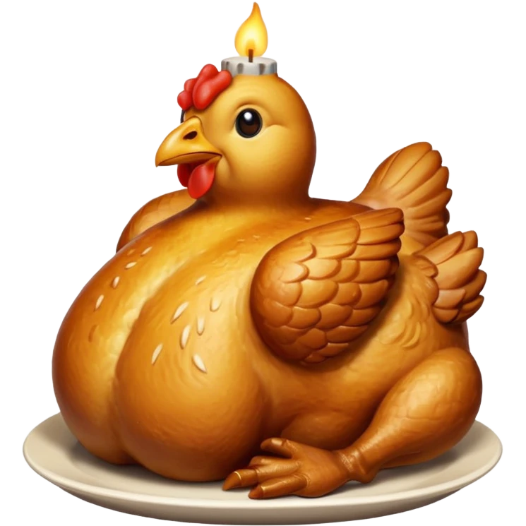 Rosted avile chicken with a candle on his head  emoji