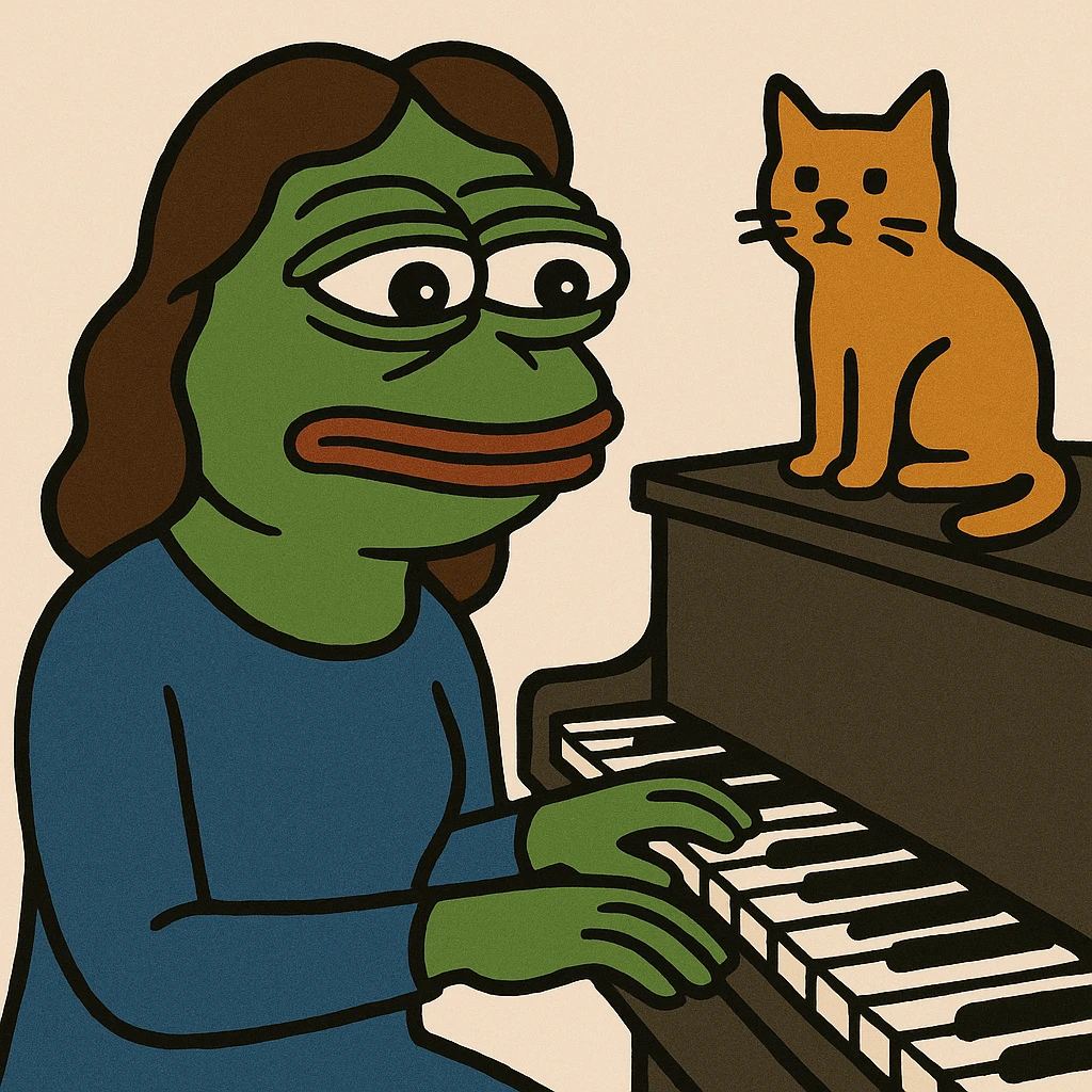 woman playing piano while her cat sits on top of the piano emoji