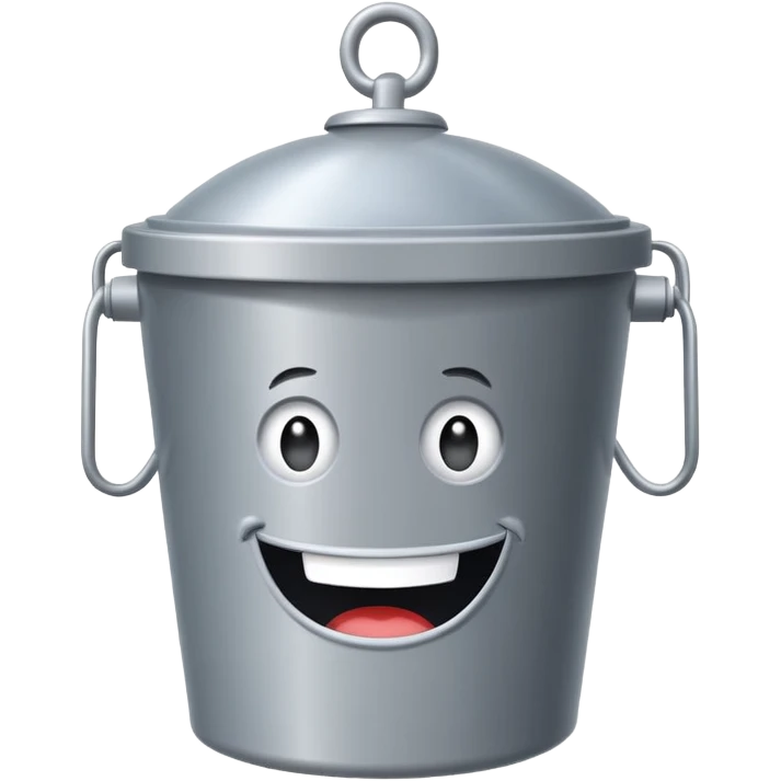 Chum Bucket restaurant from SpongeBob, gray bucket-shaped building with a sign emoji