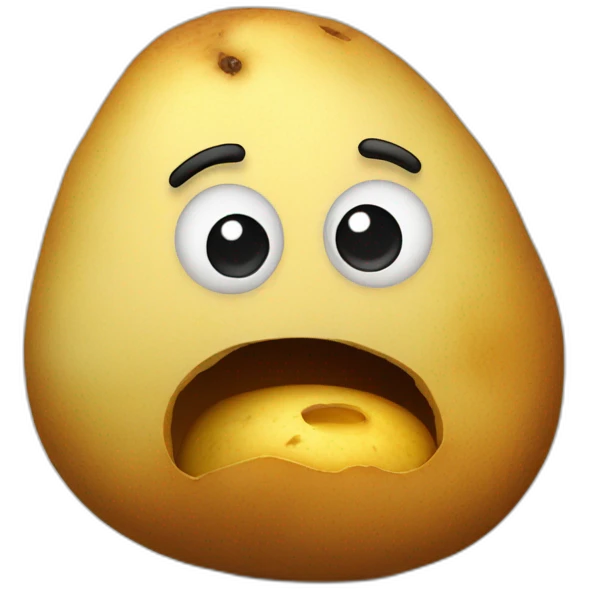a sad potato with a piece bitten off on top emoji
