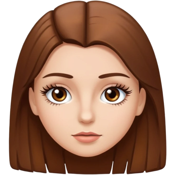 Chíca blanca pelo liso castaño con pestañas  emoji