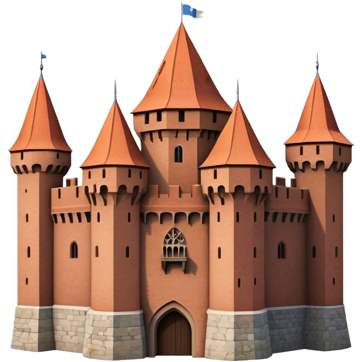 Cinematic Realistic Malbork Castle Landmark Emoji, depicted as an imposing medieval fortress rendered with rich detail and dramatic, historic lighting. emoji