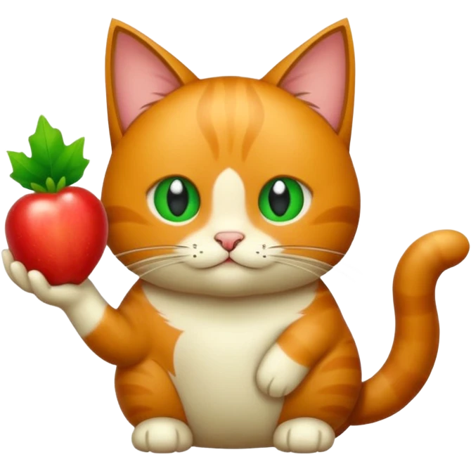 Erstelle eine Katze mit einer Birne hin der Hand emoji