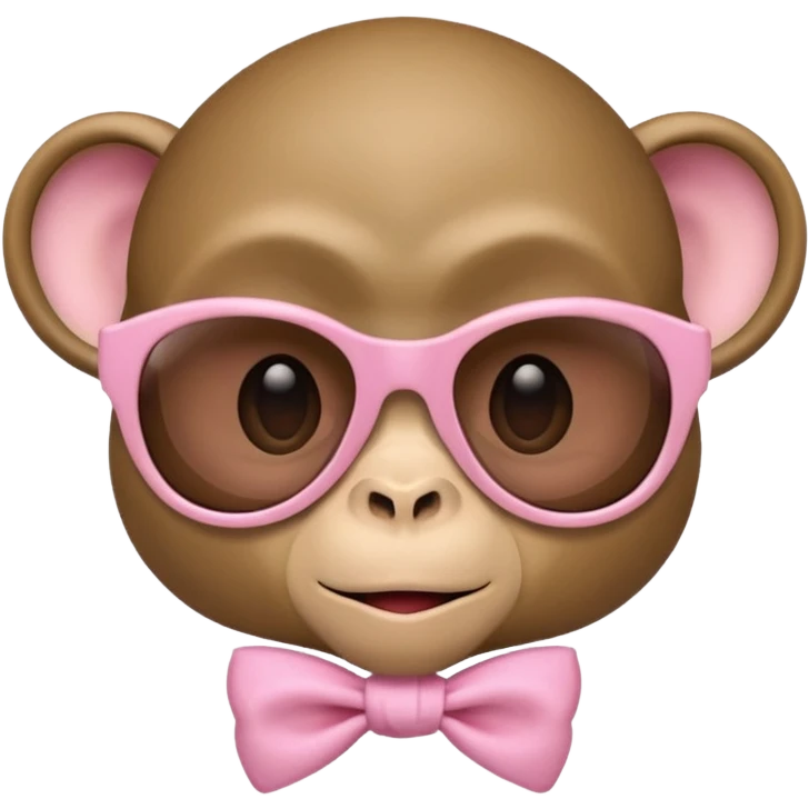 Monkey face emoji wearing sunglasses with a baby pink ribbon on the left side emoji