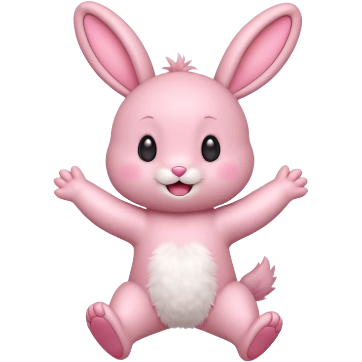 Exited pink bunny, kawaii chibi fluffy ears and body jumping of excitement  emoji