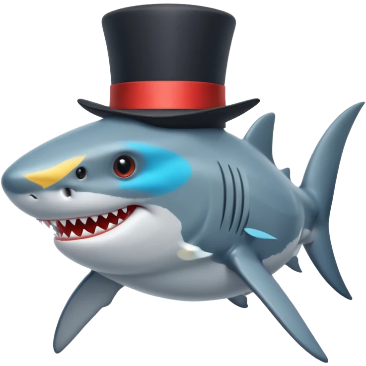 Shark with a top hat emoji