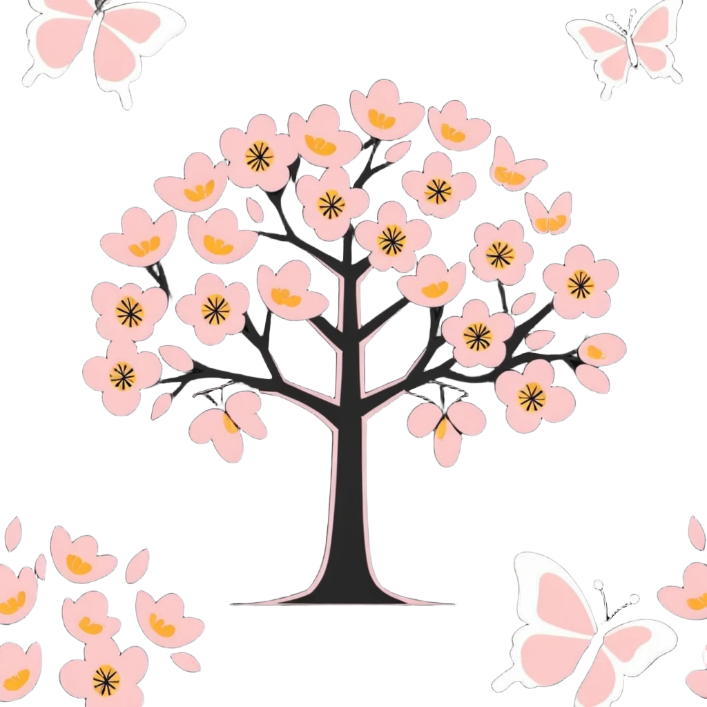 blooming tree with butterflies emoji
