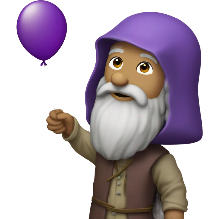 leonardo da Vinci holds a purple balloon in his hand emoji