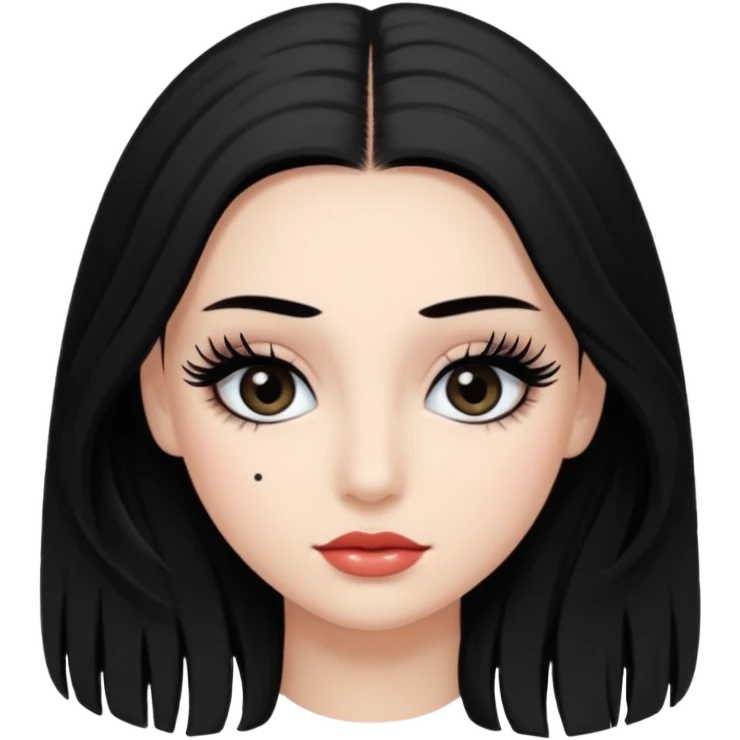 ragazza truccata con le ciglia finte con i capelli neri lunghi emoji