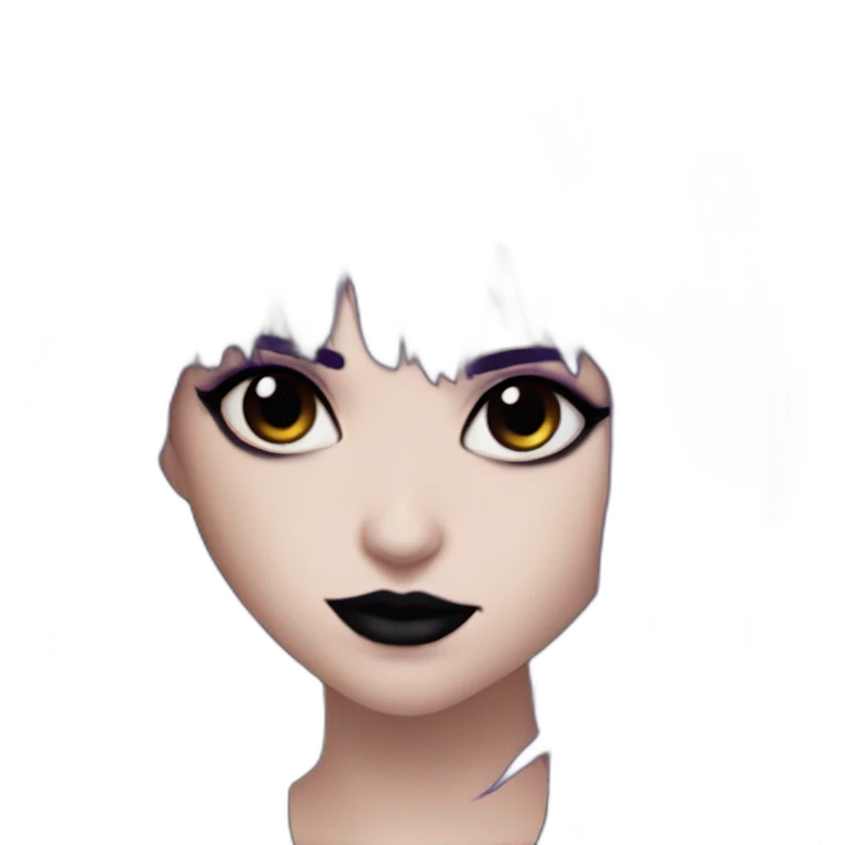 Elissabat-with-bangs-long-hair-dark-purple-and-black-vampire-goth-makeup-pinkeyes emoji