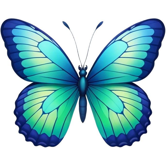 Gradient iridescent indigo blue cyan green butterfly emoji
