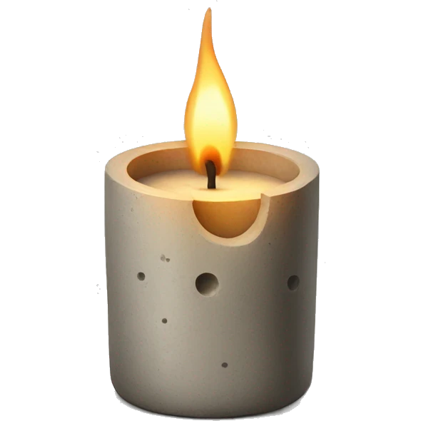 Candle with wooden wick and in concrete vessel  emoji