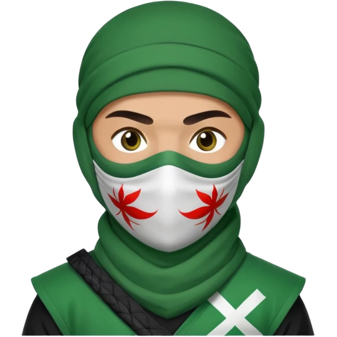 Ninja arab green and white with mask pakistani flag emoji