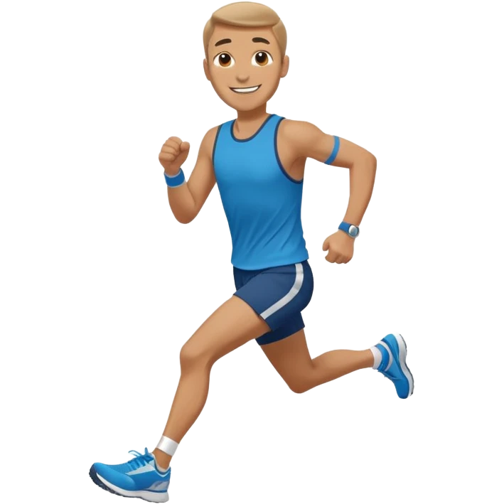 businessman running a marathon, face to camera emoji