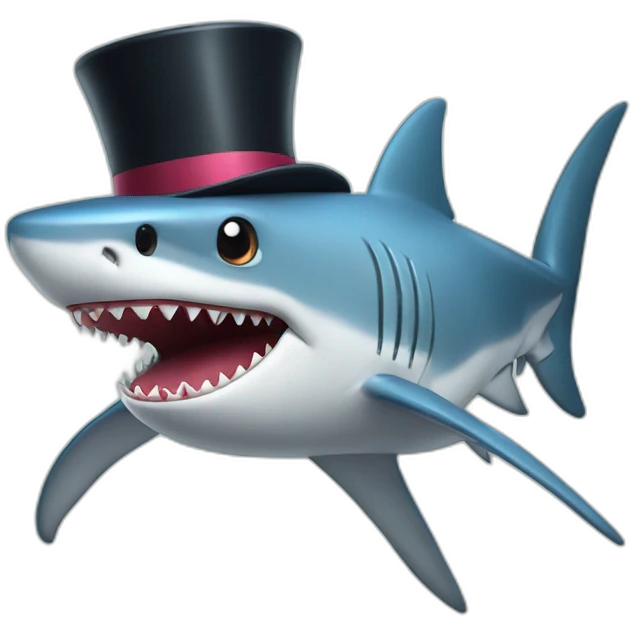 Shark with a top hat emoji