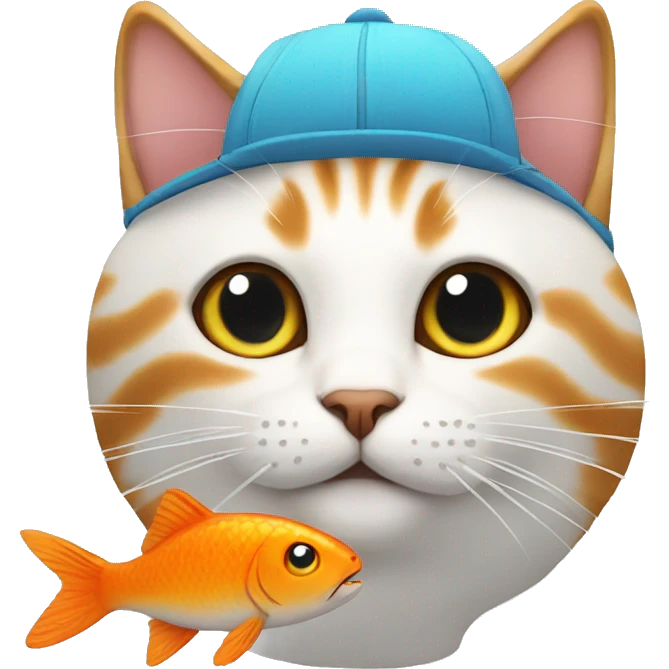Cat wearing a fish on its head emoji