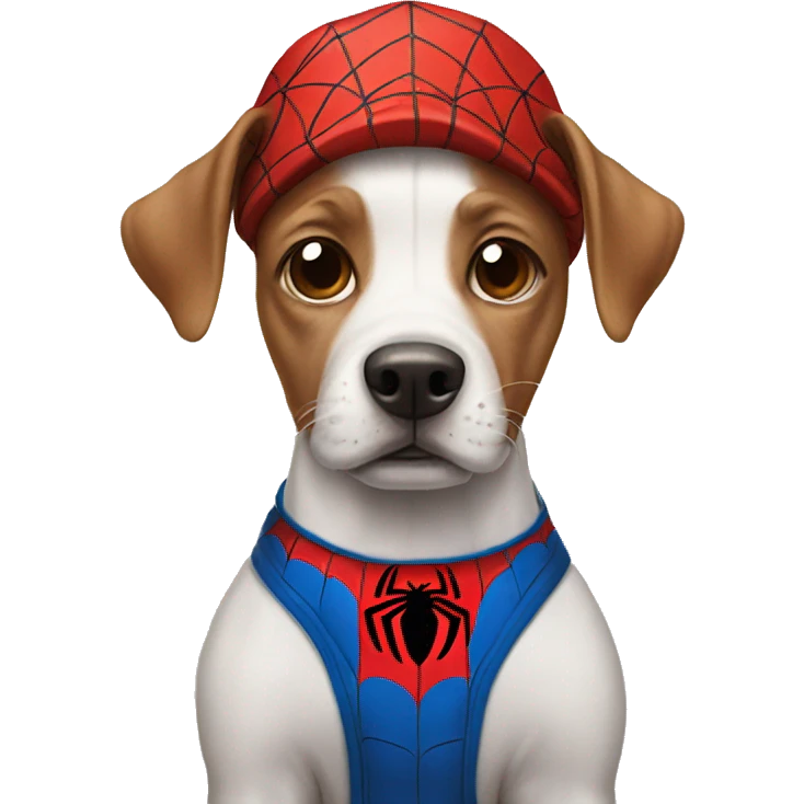 dog wearing a spiderman suit emoji