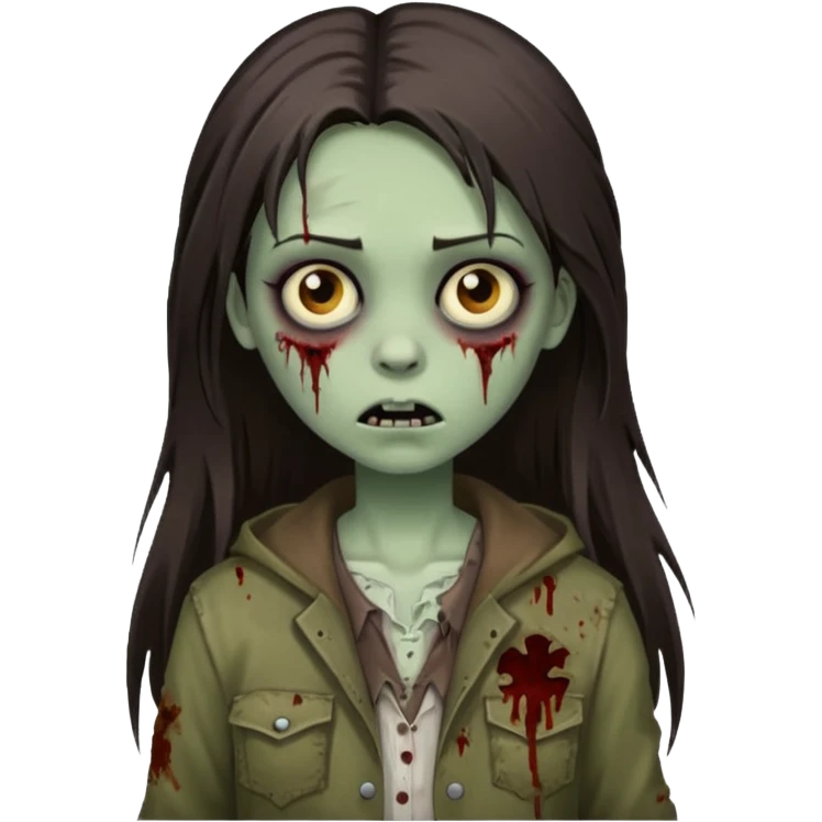 girl zombie with long dark brown straight hair emoji