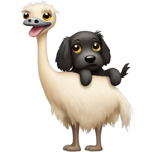 Dog riding an ostrishe emoji