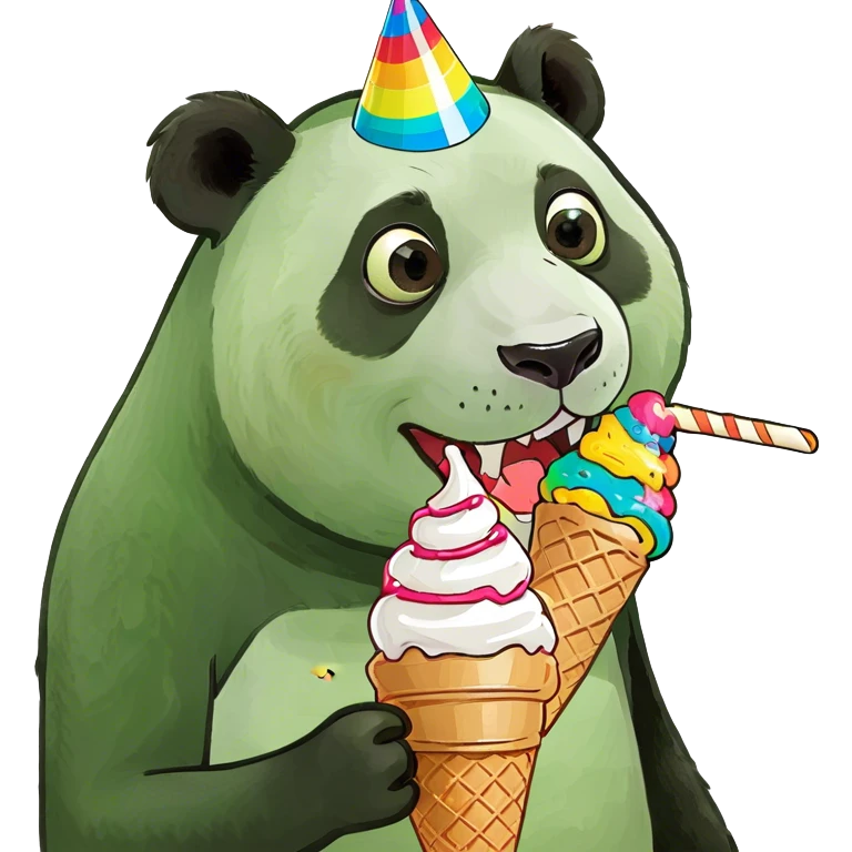 Panda eating ice cream emoji