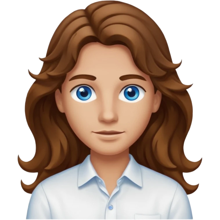 Extra Long wavy hair, brown hair, blue eyes Caucasian not young sexy emoji
