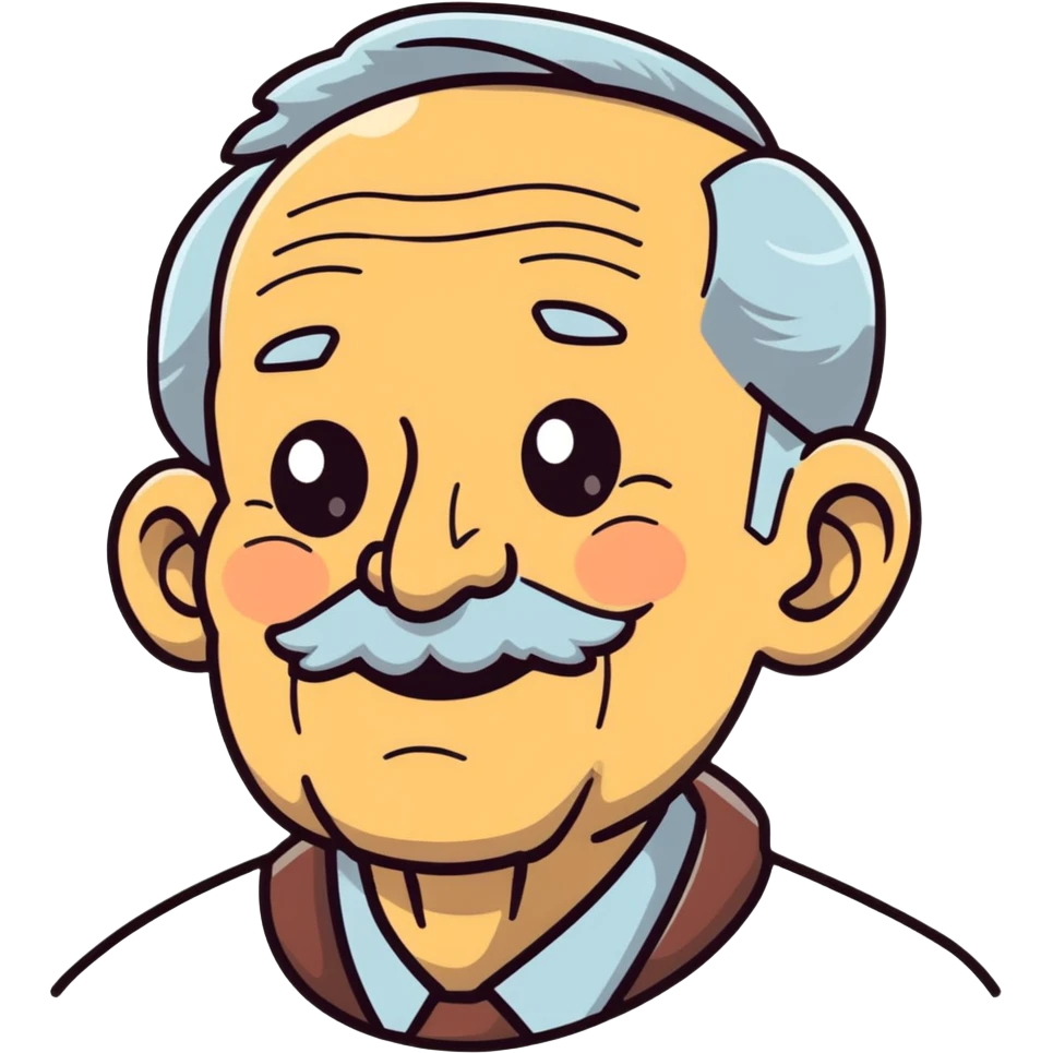 cartoonish smiling old grandpa sticker emoji