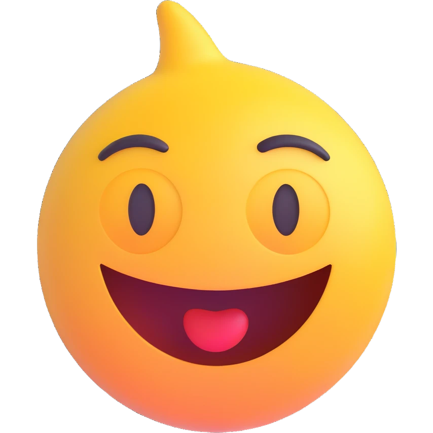 jazzy emoji, energetic, a bit weird but charming, 3D effect, shiny finish emoji