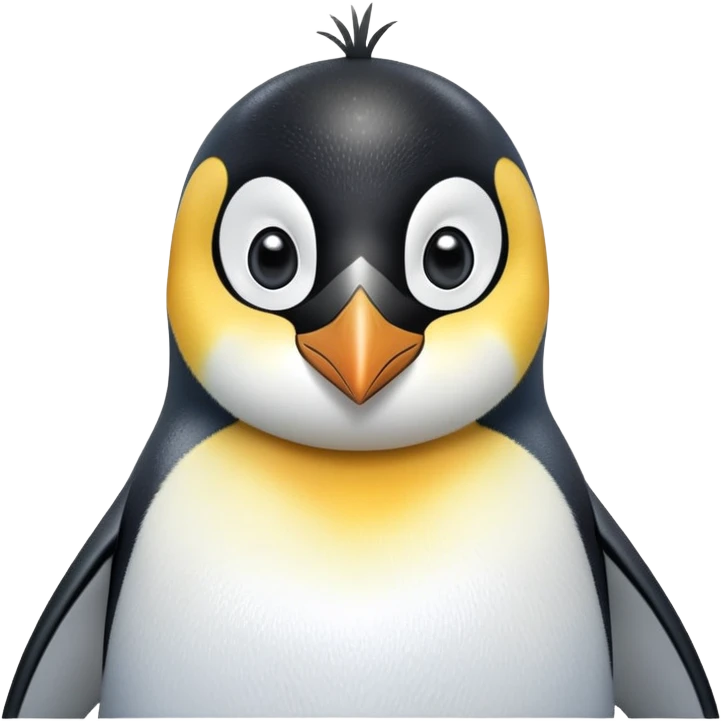 cinematic-cute-emperor-penguin-portrait-emoji,-head-tilted-playfully-and-inquisitively,-with-glossy,-pristine-plumage-accented-by-a-bright-beak-and-round,-sparkling-eyes-filled-with-curiosity,-simplified-yet-irresistibly-adorable-features zoomed into the face emoji