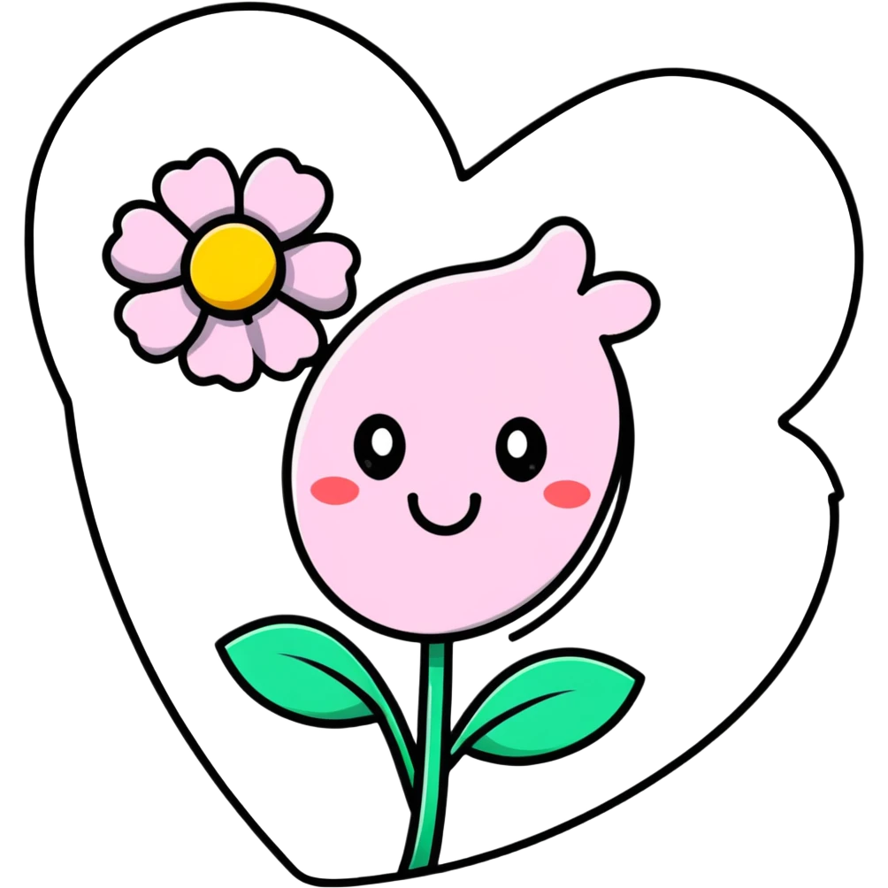 Create a heart and flower  emoji