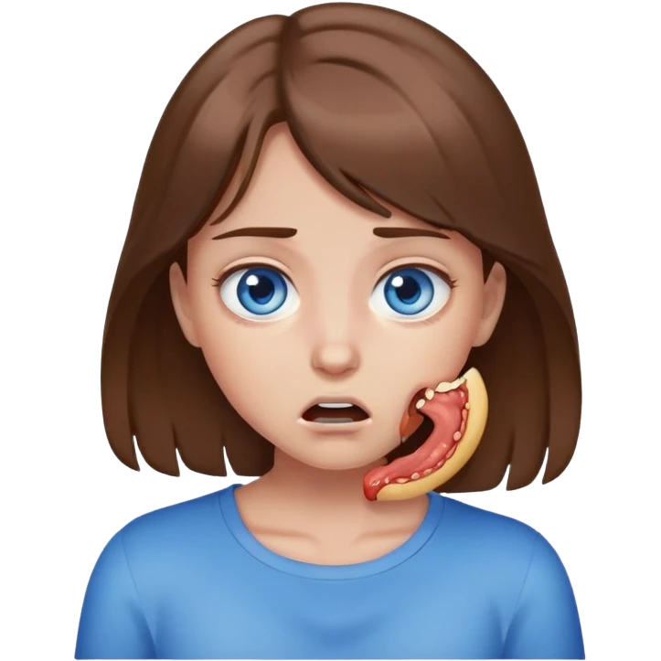Girl with brown hair blue eyes choking emoji