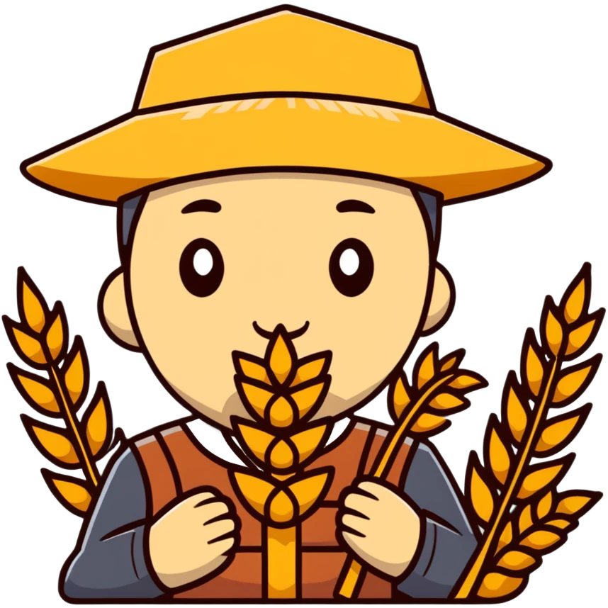 rural person with wheat straw in mouth emoji
