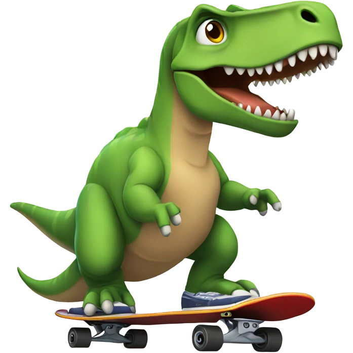 Dinosaur on skateboard ￼ emoji