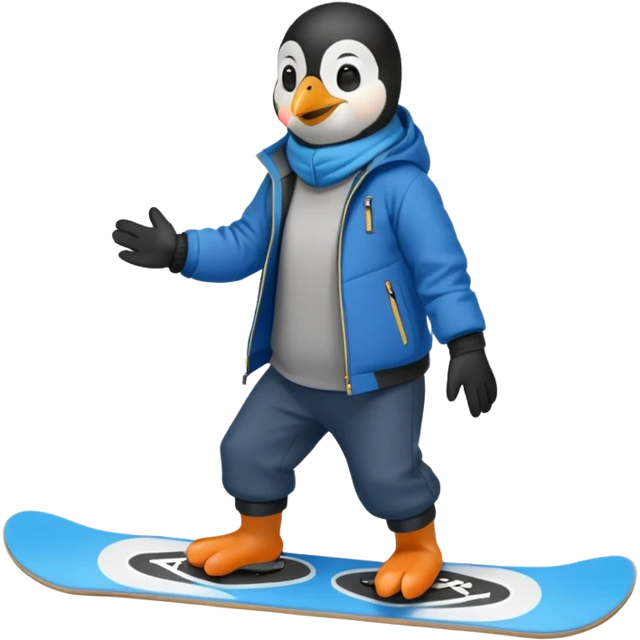 Snowboarder Penguin emoji
