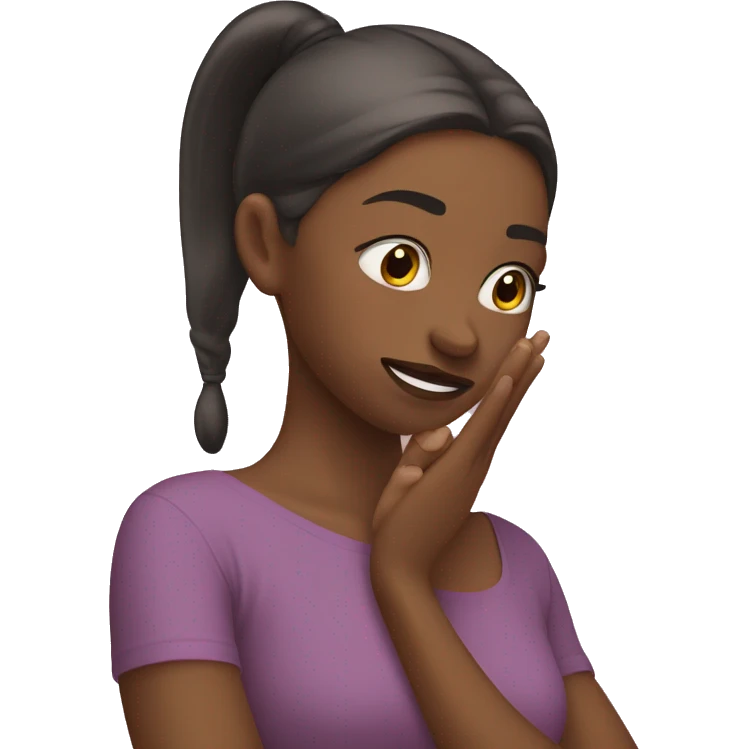 Girl tucking hair behind ear and butting her lip emoji