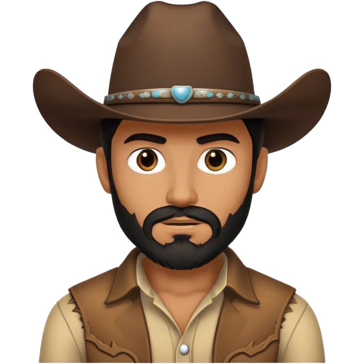 Cowboy with dark hair, dark eyes, dark beard emoji