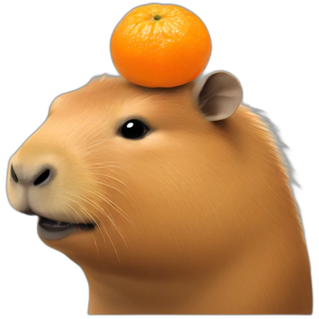 capybara with mandarin orange on its head emoji